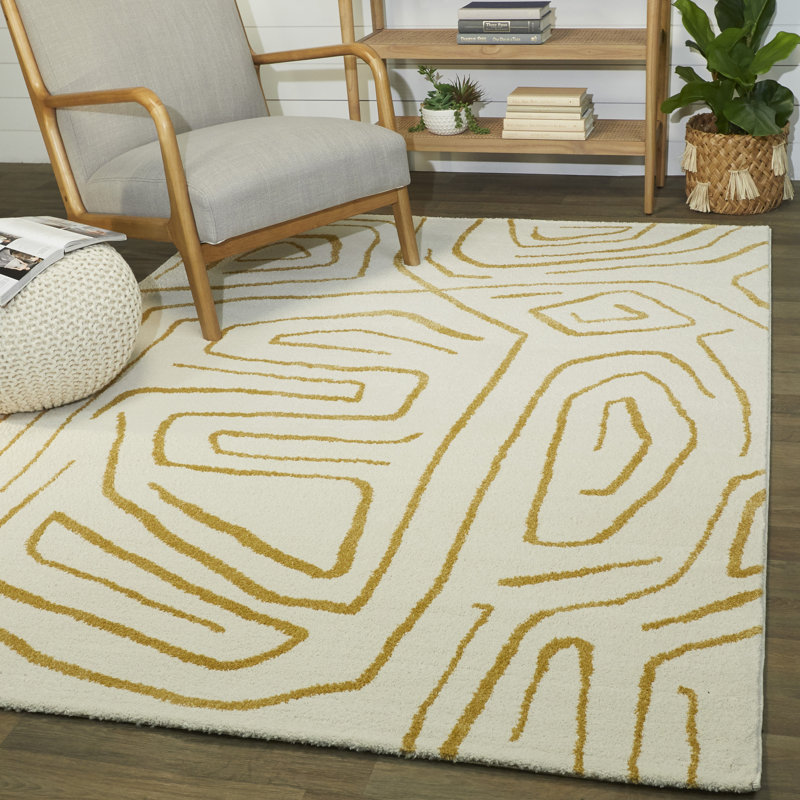 Wade Logan® Bessie Abstract Cream/Gold Area Rug & Reviews Wayfair